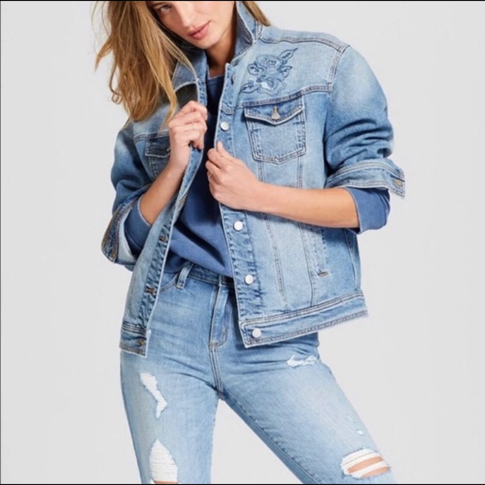 Universal Thread XL denim jacket floral embroidery - Picture 5 of 7